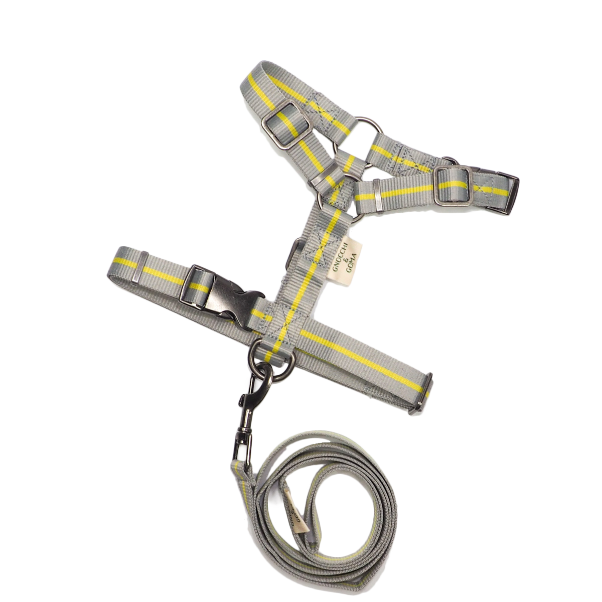 Duo Buckle Strap Harness Set - Grey/Yellow